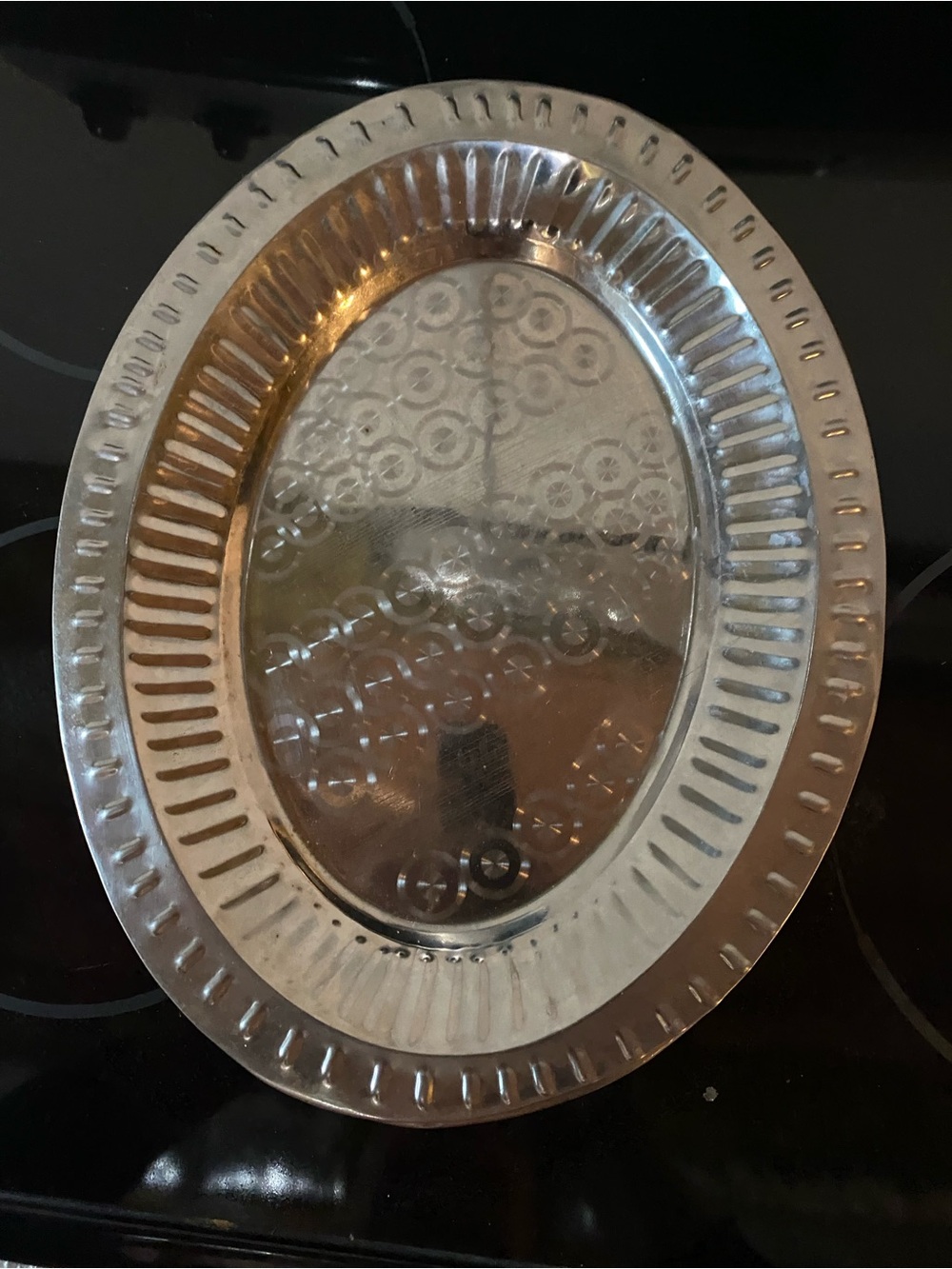 Decorative Silver Oval Serving Tray – Set of 2
